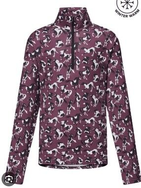 Karrots Kids On Course Quarter Zip Fleece Tech Top Girls Small Horse Print